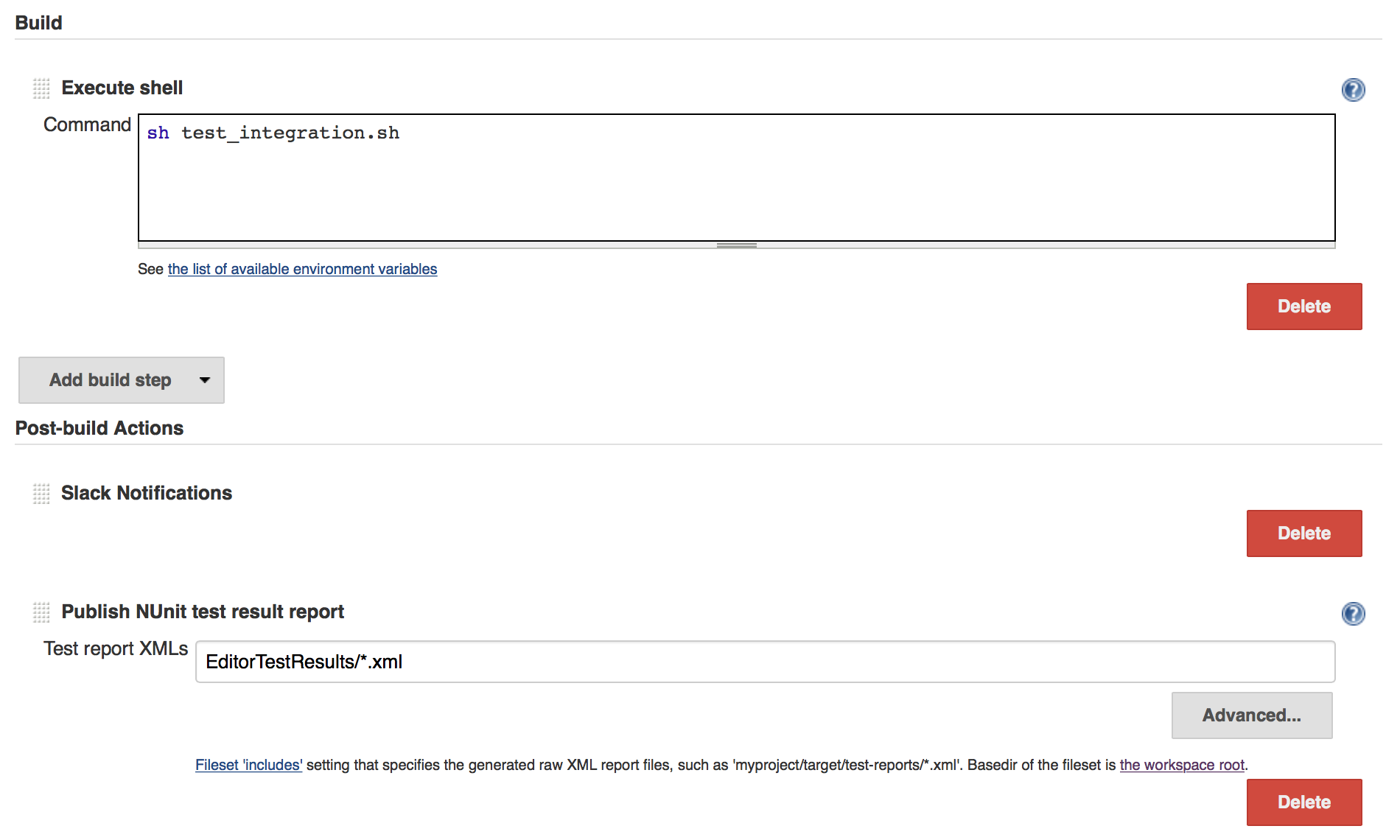 jenkins job runs unity integration test