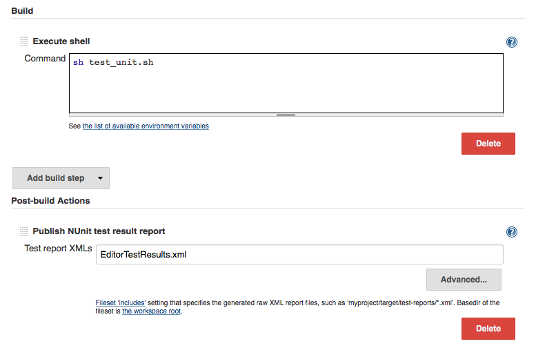 jenkins job runs unity unit test